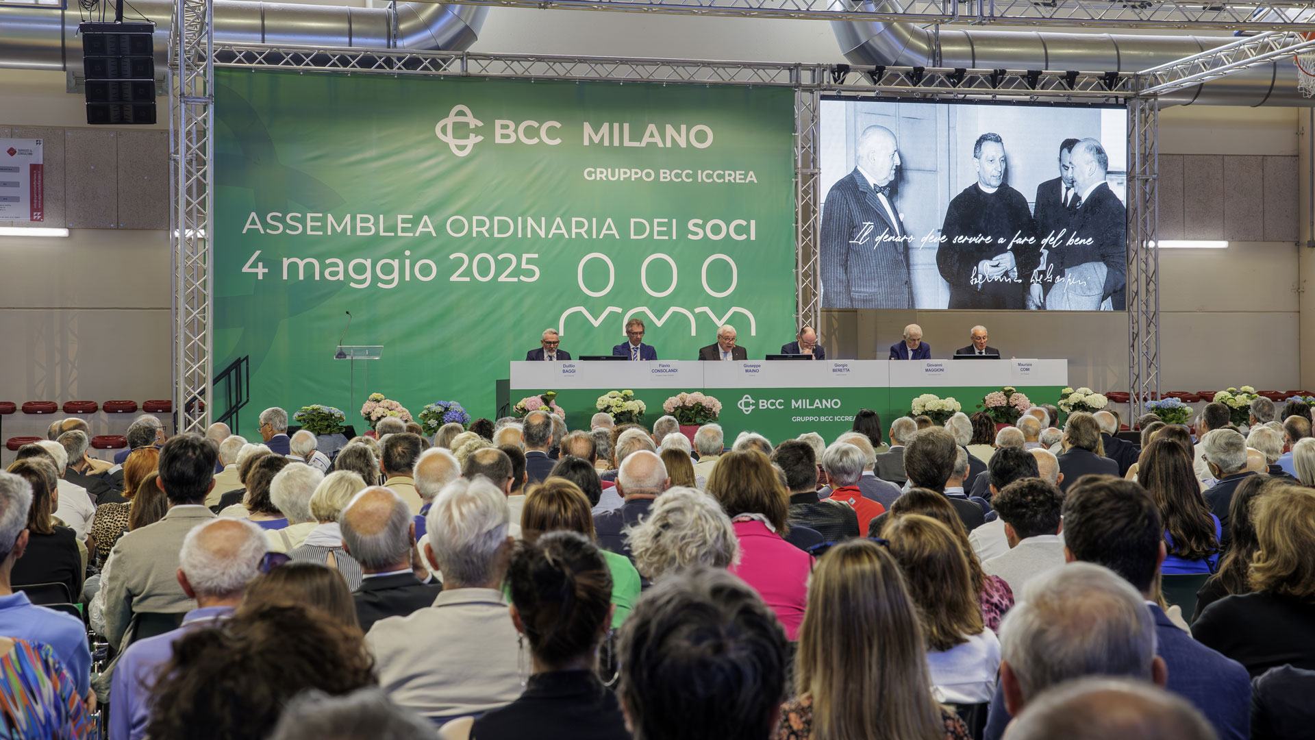 Viene ricordata la frase del fondatore don De Gasperi: &laquo;Il denaro deve serivire per fare del bene&raquo;